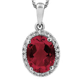 Oval Gemstone Pendant with Diamond Frame