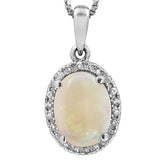 Oval Gemstone Pendant with Diamond Frame