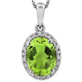 Oval Gemstone Pendant with Diamond Frame