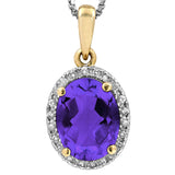 Oval Gemstone Pendant with Diamond Frame