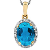 Oval Gemstone Pendant with Diamond Frame