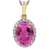 Oval Gemstone Pendant with Diamond Frame