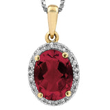 Oval Gemstone Pendant with Diamond Frame