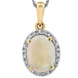 Oval Gemstone Pendant with Diamond Frame