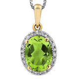 Oval Gemstone Pendant with Diamond Frame