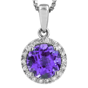 Gemstone Pendant with Diamond Frame