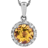 Gemstone Pendant with Diamond Frame