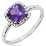 Cushion Gemstone Ring with Diamond Frame