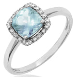 Cushion Gemstone Ring with Diamond Frame