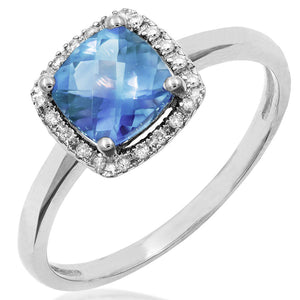 Cushion Gemstone Ring with Diamond Frame