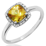 Cushion Gemstone Ring with Diamond Frame