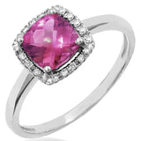 Cushion Gemstone Ring with Diamond Frame