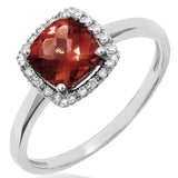 Cushion Gemstone Ring with Diamond Frame