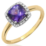 Cushion Gemstone Ring with Diamond Frame