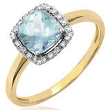 Cushion Gemstone Ring with Diamond Frame