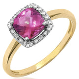 Cushion Gemstone Ring with Diamond Frame