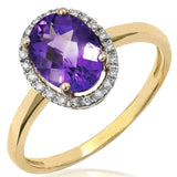 Oval Gemstone Ring with Diamond Frame