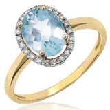 Oval Gemstone Ring with Diamond Frame