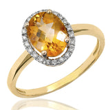 Oval Gemstone Ring with Diamond Frame