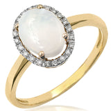 Oval Gemstone Ring with Diamond Frame