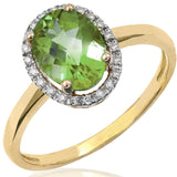 Oval Gemstone Ring with Diamond Frame