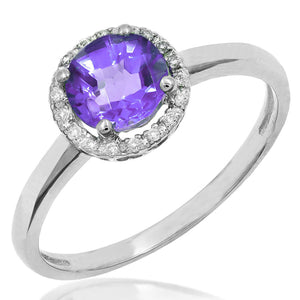 Gemstone Ring with Diamond Frame