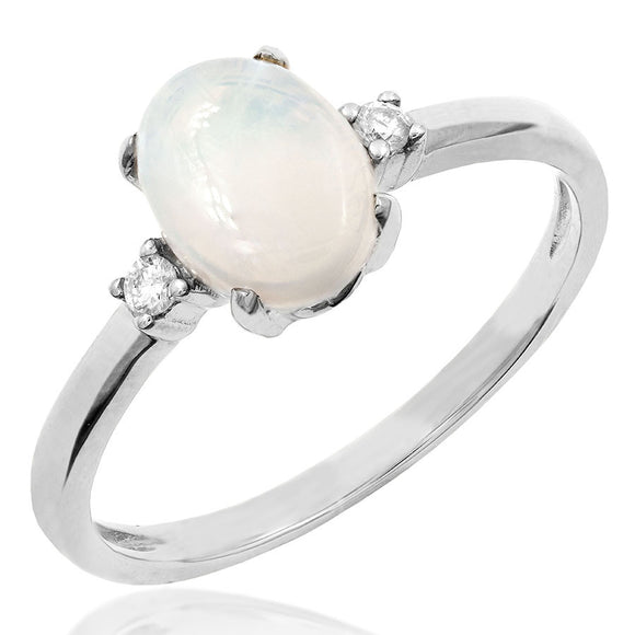 Oval Opal Ring with Diamond Accent