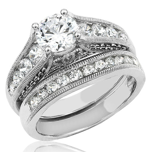 Diamond Semi-Mount Vintage Bridal Ring Set