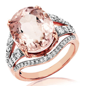 Oval Morganite 3-Tier Ring with Diamond Accent