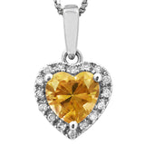 Heart Gemstone Pendant with Diamond Frame