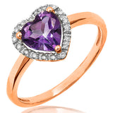 Heart Gemstone Ring with Diamond Frame