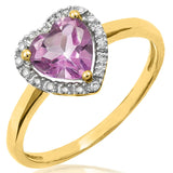 Heart Gemstone Ring with Diamond Frame