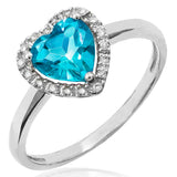 Heart Gemstone Ring with Diamond Frame