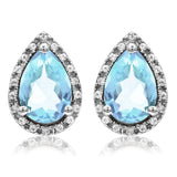 Pear Gemstone Stud Earrings with Diamond Frame