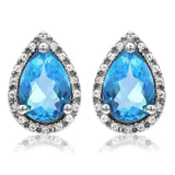 Pear Gemstone Stud Earrings with Diamond Frame