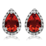 Pear Gemstone Stud Earrings with Diamond Frame