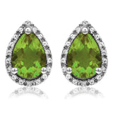 Pear Gemstone Stud Earrings with Diamond Frame