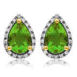 Pear Gemstone Stud Earrings with Diamond Frame