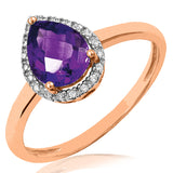 Gemstone Teardrop Ring with Diamond Frame