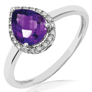 Gemstone Teardrop Ring with Diamond Frame