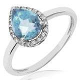 Gemstone Teardrop Ring with Diamond Frame