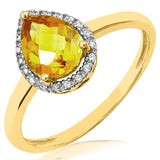 Gemstone Teardrop Ring with Diamond Frame