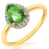 Gemstone Teardrop Ring with Diamond Frame