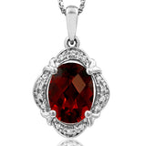 Vintage Inspired Oval Gemstone Pendant with Diamond Frame