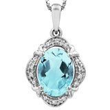 Vintage Inspired Oval Gemstone Pendant with Diamond Frame