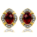 Vintage Inspired Oval Gemstone Earrings with Diamond Frame