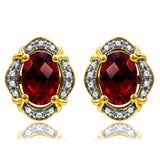 Vintage Inspired Oval Gemstone Earrings with Diamond Frame