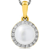 Pearl Halo Pendant with Diamond Frame