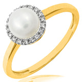 Pearl Halo Diamond Ring