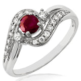 Gemstone Swirl Ring with Diamond Accent